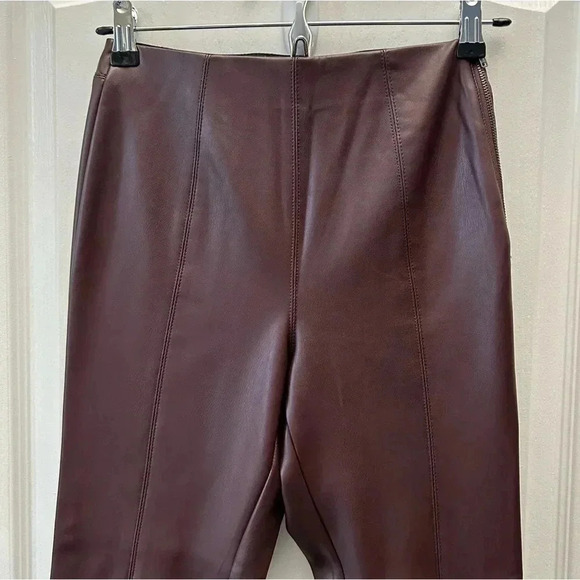 Topshop Piper Faux Leather Vegan Leggings Burgundy Oxblood  Size 2 - Picture 7 of 16